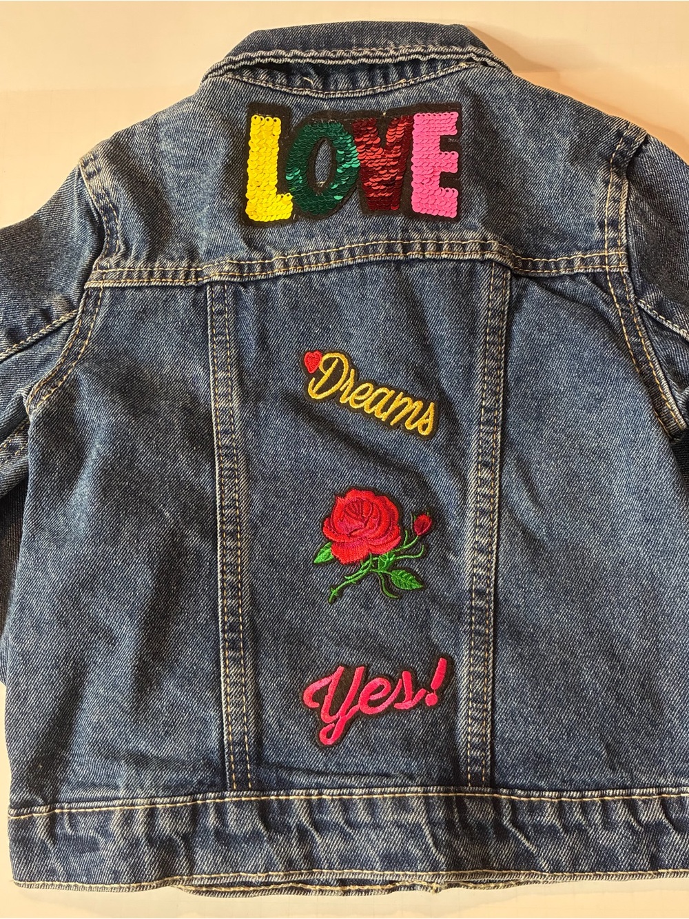 Levi's Denim Jacket with Colorful 'LOVE', Rose & Patches